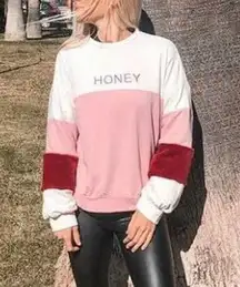 Long sleeve Honey sweatshirt with faux fur sleeves 2XL