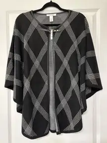 White House Black Market Plaid Poncho Sweater Small NWT