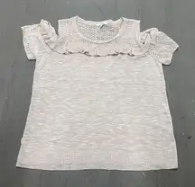 Maurices Women's XL Cold‎ Shoulder Short Sleeve Sweater Knit Top Pullover Ivory