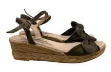 Gaimo Dark Brown Bow Strap Espadrille Wedge Sandals 37/6.5