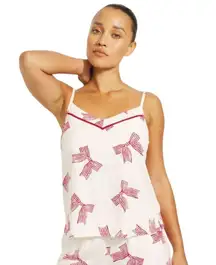 Soma Cool Nights Piped Bow & Polka Dot Cami Pajama Top W/built In Bra Medium