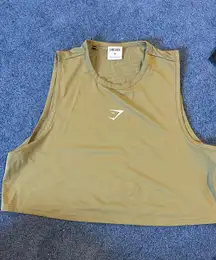 Army Green Gym Shark Tank Top Cropped