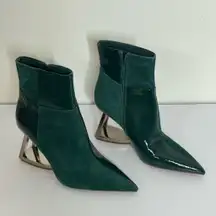 Gianni Bini HarrisonTwo Suede Patchwork Architectural Wedge Booties