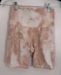 Womens Size S Aerie Offline The Hugger High Rise Bike Shorts Orange Tie Dye