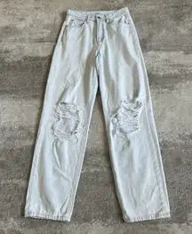 We Wore What Jeans Womens 25 Straight Leg Distressed Light Wash Weworewhat