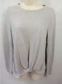 Ultra Flirt‎ Womens Medium Gray Long Sleeve Knotted Top Round neckline pullover
