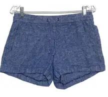 Old Navy Blue Chambray Pull On Shorts Womens M Blue Linen Rayon Coastal Preppy