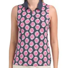 Tommy Bahama Pink Upf 50 Women’s Small Sleeveless Zip Collar Golf Top Shirt