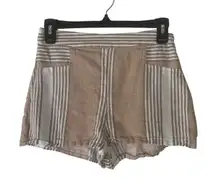 BCBGMAXAZRIA Women's Size‎ 0 White Tan Linen Shorts