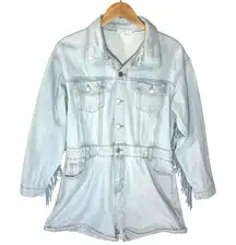 BAEVELY Women’s Western Fringed Light Wash Denim Romper