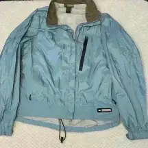 blue Raincoat sz M * flawed* hiking biking running camping outdoor canoeing