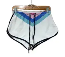 Wildfox Womens Small Sweat shorts Pink Blue Green And White With Drawstring