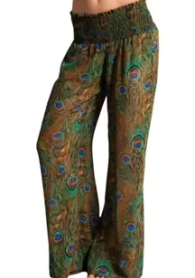 Show me you Mumu S/M original Peacock sheer Tipsy pant cover up SW2 2841