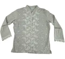 Lam de‎ Vil by L'Emission Women's Cardigan M~L Gray Embroidered Mori Japanese
