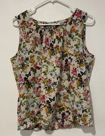 LOFT Petite Floral Sleeveless Blouse Top Size LP Lightweight Spring Summer