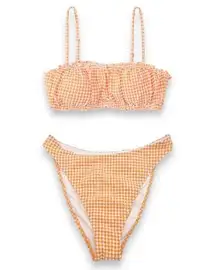 NWT Abercrombie & Fitch Orange White Gingham 2 Piece Bandeau Bikini Set Size M/L