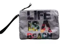 Juicy Couture Authentic Life Is A Beach Jersey Summer Plastic Lined Bikini Bag