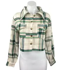 Nasty Gal Multicolor Plaid Flannel Button Long Sleeve Cropped Shirt Jacket Top S