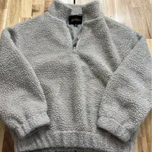 Ambiance Outerwear Beige Sherpa Fleece Half Zip Pullover Sweatshirt Size S