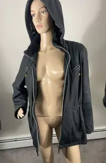 Weatherproof Jacket Black Removable‎ Hood Zip Front Womens Midi Coat M B-R