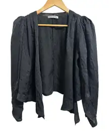 Reformation women's black pleated animal print draped silk cardigan size Small