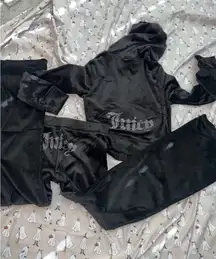Size S juicy couture velour tracksuit black Liquorice matching set 