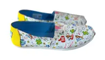Toms White Alpargatas Notebook Doodles Flat Slip On Ortholite Women’s Size 7.5