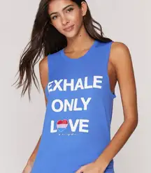 SPIRITUAL GANGSTER Exhale Only Love Blue Muscle Tank