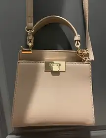 BEIGE GRAIN PU LEATHER CROSSBODY PURSE