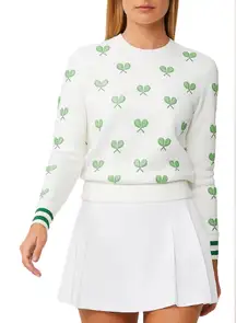 Runway Athletics NWT Wimbledon Tennis Sweater All Over Green Racquets XS