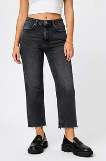 We The Free Free People Size 28 Black Wash Raw Hem Jeans Cropped Ankle Jeans