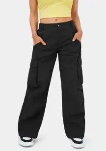 Halara Low Rise Button Zipper Side Pocket Wide Leg Casual Cargo Pants Black XL