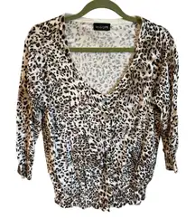 Lane Bryant Leopard Print Cardigan Womens Button Down 3/4 Sleeve‎ V Neck XL