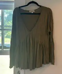 listicle green long sleeves top super flowy