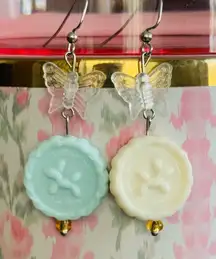 Butterfly Dangle Earrings with Pastel Charms