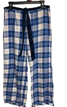 PINK - Victoria's Secret PINK Victoria Secret pajama pants Blue/White/Gold Plaid  Drawstring Waist Medium