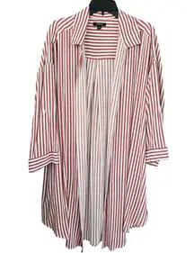 Torrid Women's Striped Duster Open Front Cardigan Top Size 1 Rust White