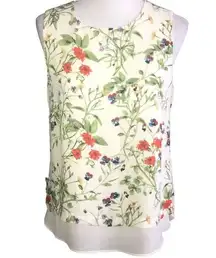 Rose + Olive  CREAM FLORAL MULTICOLOR WHIMSY CHIC TOP MEDIUM