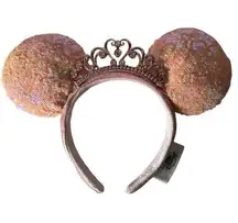 Disney  Parks Minnie Mouse Tiara Princess Pink Sequin Ears Headband