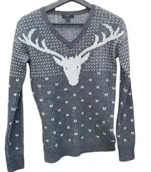 J.Crew  women's XS grey and cream deer sweater, wool