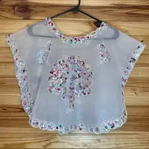 Filipiniana kimona kimono OS rainbow sequin peacock poncho cover