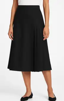 Black Pleated Wool Blend  Classic ALine Skirt‎ Medium business work official L