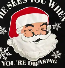 Terra & Sky Black Long Sleeve Graphic Print  Santa “He Sees You” Women’s 1X NWT