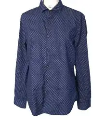 DENIM & FLOWER Ricky Singh navy button down blouse slim fit large