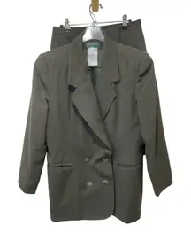 Harve Benard Skirt Suit Petite Olive Green‎ Blazer Pencil Skirt Set