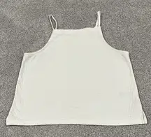 Madewell yellow and white seersucker‎ tank top size small