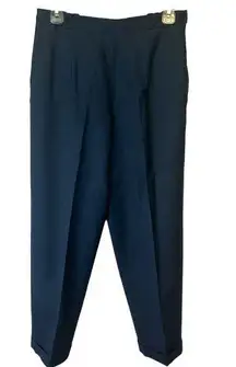 Vintage Pleated and cuffed lined all wool blue dressy pants ladies 8 petite