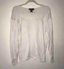 Lane Bryant Sweater White w/ Mesh Stripe Sz 18/20 (2X) GUC Long Sleeve Crew Neck