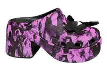 Crocs Siren Hyper Floral Platform Clogs Black Multi Women’s 8 NWOT Purple Black