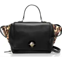 Kate Spade Varick Street Abbie Satchel,  Black/Leopard Calf Hair